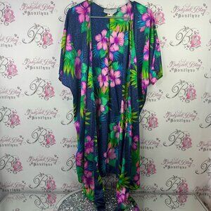 Aditionelle coverup beach floral cardigan wrap flowers neon hawaiin style. 🌺🌺